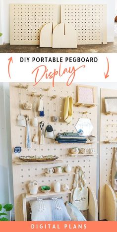 the diy portable pegboard display is great for displaying items or other things in your home