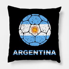 a soccer ball with the flag of argentina on it is shown in blue and white