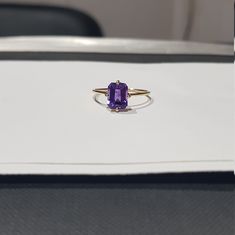 14k solid yellow gold natural emerald cut shaped amethyst gemstones ring. 1. The weight of the natural amethyst gemstone used in the ring =1.50 cts. 2. The weight of the 14k solid yellow gold used in the ring =1.170 grms. 3. The amethyst is the birthstone for the people born in the month of February. 4. The design of the ring is very nice and beautiful. 5. I have used all my skills and experience to manufacture this ring as beautiful as I can and I do hope that my work will be appreciated. Thank 14k Gold Purple Emerald Cut Rings, Purple 14k Gold Ring With Emerald Cut, Purple 14k Gold Rings With Emerald Cut, Emerald Cut Amethyst Ring For Formal Occasions, 14k Yellow Gold Emerald-cut Amethyst Ring, Rectangular Amethyst Ring In Yellow Gold, Yellow Gold Amethyst Ring With Rectangular Shape, Yellow Gold Amethyst Ring With Emerald Cut, Classic Yellow Gold Rectangular Amethyst Ring