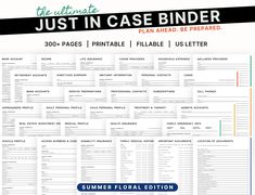 the ultimate just in case binder printable is available for purchase at summer floral