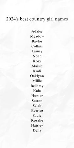 a list of names for the country girl names