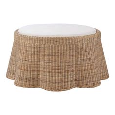 Measuring 41" W x 41" D x 19" H, this stunning piece combines natural beauty with functional design, making it a perfect centerpiece for any room.  Crafted with high-quality rattan, this round stool features a charming natural finish that adds a warm and inviting vibe to your decor and has a round arctic white upholstered cushion. The round shape and delicate curves create a sophisticated draped silhouette, making it an eye-catching addition to your living room, sunroom, or patio.  Ideal for hosting guests or enjoying a cozy evening at home, this versatile seat seamlessly complements any decor style. Brand new and ready to enhance your space, this piece is the perfect blend of beauty and practicality.  Dimensions: 41" W x 41" D x 19" H Living Room Sunroom, Rattan Ottoman, Artichoke Lamp, Tufted Leather, Round Stool, Hosting Guests, Ottoman Footstool, Round Ottoman, Modern Art Deco