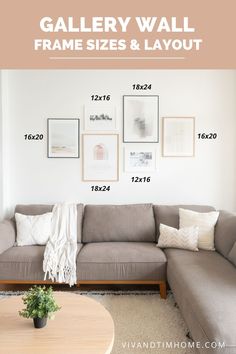 a living room filled with furniture and pictures on the wall above it's coffee table