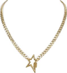 Bold Star Lock Necklace Gold - LAURA CANTU JEWELRY Trendy Star Charm Necklace With Adjustable Chain, Trendy Metal Jewelry With Star Charm, Trendy Metal Chain Necklace With Star Charm, Trendy Star Charm Pendant Jewelry, Trendy Star Charm Chain Necklace Gift, Trendy Gold Pendant Chain Necklace, Gold Metal Jewelry With Star Charm, Trendy Gold Plated Pendant Chain Necklace, Trendy Chain Necklace With Star Charm Gift