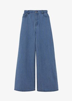 Sasha Wide Leg Jeans - Blue/White Stripe – The Frankie Shop The Frankie Shop, Frankie Shop, Back Patch, Denim Fabric, Wide Leg Jeans, Oversized Fits, Leg Jeans, White Stripe, Blue White