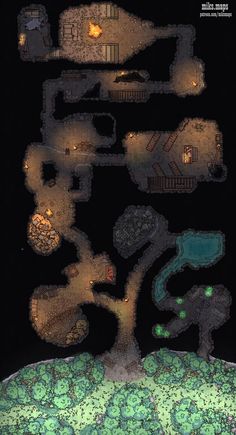 Dnd Cavern Map, Cavern Battlemap, Dnd Cave Map, Dm Resources, Dnd Dungeon, Map Ideas, Village Map