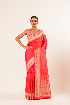 Pure Katan Banarasi silk saree in a stunning peach color. This saree features a Paithani broad border and a Paithani pallu adorned with intricate Gold zari work. Traditional Peach Pre-draped Saree With Zari Work, Peach Saree With Zari Weaving For Puja, Peach Saree With Zari Weaving For Diwali, Peach Saree With Zari Weaving For Wedding, Peach Wedding Saree With Zari Weaving, Orange Banarasi Silk Saree With Meenakari, Art Silk Saree With Dupatta In Peach, Peach Saree With Zari Weaving, Peach Saree For Puja With Traditional Drape