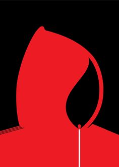 a red hoodie with a white line on the front and back side, against a black background