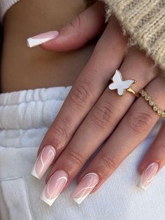 Nail Polish Ideas Easy, Fake Nails White, Nails Minimalist, Nagel Design, Ballet Nails, Nails Pretty, Shaped Nails, Nagel Tips, Coffin Press On Nails