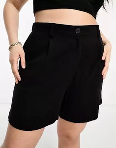 ASOS DESIGN Curve dad short with linen in black | ASOS Black Relaxed Fit High-waisted Bermuda Shorts, Black High-waisted Bermuda Shorts With Pockets, Black Bermuda Shorts With Pockets And Relaxed Fit, Black Bermuda Shorts With Pockets For Spring, Black Relaxed Fit Bermuda Shorts With Pockets, Spring Black Bermuda Shorts With Pockets, Black Bermuda Shorts With Pockets For Work, Black Bermuda Shorts For Workwear In Summer, Dad Shorts