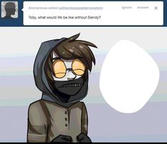 a cartoon character with glasses and a hoodie is on the web page, which appears to be being viewed by someone