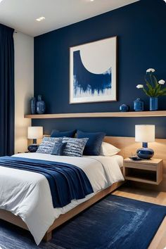 #bedroom ideas for small rooms
#bedroom ideas for couples
#bedroom ideas master
#bedroom ideas for teen girls
#bedroom ideas aesthetic
#bedroom ideas for small room
#bedroom ideas decoration
#bedroom ideas decor
#bedroom ideas small spaces
#bedroom ideas on a budget
#bedroom ideas for teens Bedroom Blue Walls Aesthetic, Dark Blue Bedroom Ideas For Couples, Dark Blue Paint Colors For Bedroom, Blue Wall Aesthetic, Blue Minimalist Bedroom, Blue Hotel Room, Bedroom With Blue Accent Wall, Dark Blue Accent Wall Bedroom, Blue And White Bedroom Aesthetic