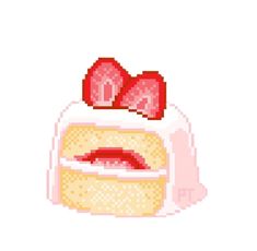 a cross stitch pattern of a cake with two hearts on it's top and the word love spelled in red