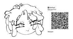 an image of a cartoon character with a qr code on it's face