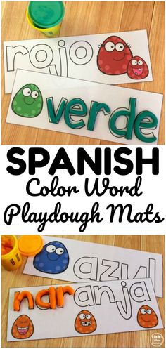 spanish word playdough mats with the words in different languages