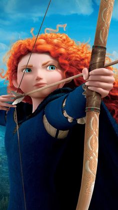 the character brave is holding an arrow in her hand