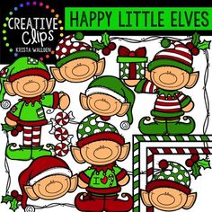 happy little elves clip art set