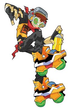 an image of a cartoon character on a skateboard with the word beat above it