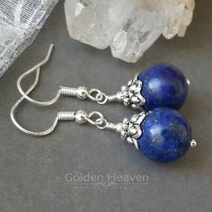 Natural 6-12mm Blue Egyptian Lapis Lazuli Round Beads Dangle earrings AAA Grade | eBay Handmade Blue Spiritual Earrings, Blue Handmade Spiritual Earrings, Blue Round Beaded Earrings As Gift, Blue Round Beaded Earrings For Gift, Blue Beaded Earrings For Gifts, Blue Spiritual Earrings For Gifts, Nickel-free Blue Round Bead Jewelry, Spiritual Hypoallergenic Round Beads Earrings, Hypoallergenic Spiritual Round Bead Earrings