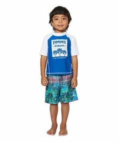 Tommy Bahama Brand Toddler Boys 2 Pc  Rash Guard Swimsuit Set   Size: 24 Months Color:   White/Blue Rash Guard Shirt/Multi print shorts Condition:  New with tags Fabric:  Polyester/Spandex MSRP:  $40.00   UP for auction today is a NWT toddler boys sizing Tommy Bahama surf brand two piece rash guard swimsuit set.  Rash guard is short sleeved Swim trunks have back elastic waist with front tacked waist Allover print on shorts    Please ask questions before bidding.  All items come from a clean, smo Surf Brands, Rashguard Swimsuit, Swimsuit Set, Print Shorts, Rash Guard, Tommy Bahama, Swim Trunks, Swim Shorts, Toddler Boys