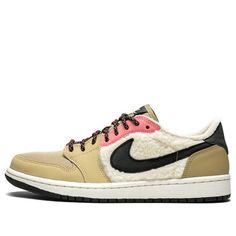 (WMNS) Air Jordan 1 Retro Low Fleece 'Parachute Beige' AQ0828-200 (AJ1/SNKR/Women's/Plush Fur) Wmns Air Jordan 1, Air Jordan 1 Low, Jordan 1 Low, Air Jordan 1 Retro, Jordan 1 Retro, Air Jordan 1, Stylish Sneakers, Jordan 1, Air Jordan