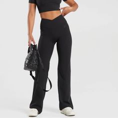 Never Worn, Comes In Travel Packaging That It Came In. Black Flared Leggings, Gymshark Black, Lululemon Outfits, Flare Legging, Flared Leggings, Black Flare, Flare Leggings, Colorful Leggings, Pant Jumpsuit