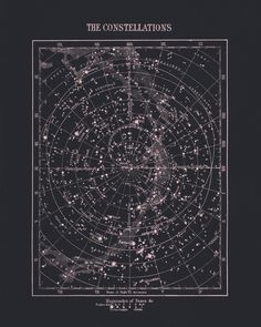 the constellations are shown in black and white