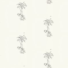 a white wallpaper with palm trees on it