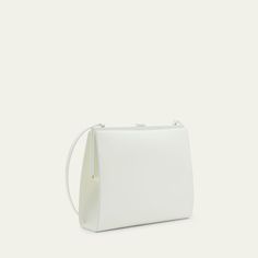 Saint Laurent "Le-Anne Marie" shoulder bag in glossy faux leather (polyurethane) Adjustable shoulder strap  Framed top with lift-clasp closure  Interior, one slip pocket  Approx. 8.5"H x 7.1"W x 2.5"D Professional cleaning recommended Made in Italy White Leather Shoulder Bag With Fold Over Clasp, Formal White Flap Bag With Detachable Strap, White Rectangular Shoulder Bag With Fold Over Clasp, White Shoulder Bag With Fold Over Clasp For Evening, White Evening Shoulder Bag With Fold Over Clasp, White Leather Flap Bag For Formal Occasions, White Rectangular Bag With Fold Over Clasp, White Clutch Box Bag With Top Carry Handle, Classic White Flap Bag With Magnetic Closure