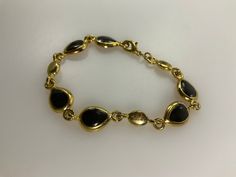 "Vintage 7.5\" Bracelet Gold Toned Teardrops With Black Enamel Used" Wedding Bracelets, Wedding Jewelry Bracelets, Bracelet Gold, Wedding Bracelet, Black Enamel, Wedding Jewelry, Gold Bracelet, Gold Tones, United States