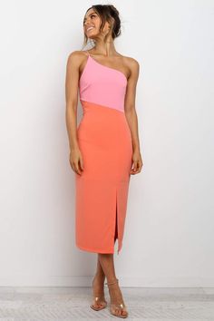 Xiomar Dress - Orange - Petal & Pup USA Midi Dress Style, Guest Attire, Wedding Attire Guest, Cocktail Attire, Dress Stores Online, Dresses By Length, Guest Outfit, Side Split, Guest Dresses