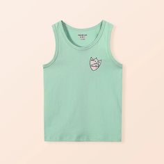 Lasaky - InBoland Kids Cotton Vest, Lightweight and Breathable, Ideal for Toddlers and Big Kids, Random Color Delivery Half Sleeve Tops, Cotton Vest, Grey Green, Random Color, Olivia Mark, Big Kids, Combed Cotton, Cropped Pants, Half Sleeves