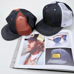 Our MF® Snapback Cap 5P, in classic 1970s “trucker hat” fashion, is an obvious choice to match our TRUCK STOP story. It features the typical trucker high crown, partial mesh sides, and adjustable plastic snapback. We played with thread, eyelets, and mesh colors for a 1970s denim brand promo cap vibe. SPECS Five Panel Model: Combination denim & orange mesh.Fabric: Older New Old Stock Tavex indigo denim, white/red line selvedge ID, about 12 Oz. * An original Mister Freedom® design inspired by vint Trucker Hat Fashion, Truck Stop, Cowboy Jacket, Watch Cap, Freedom Design, Indigo Denim, Vintage Inspired Outfits, Selvedge Denim, Denim Branding