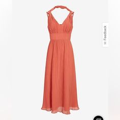 Nwt Beautiful Dress With Grecian Style Elegant Orange Maxi Dress For Garden Party, Chic Peach Dress For Spring, Orange Pleated Midi Dress For Spring, Chic Orange Pleated Midi Dress, Elegant Orange Maxi Dress For Brunch, Chic Orange Dress For Spring, Summer Evening Peach Dress, Summer Evening Maxi Dress In Peach, Summer Evening Peach Maxi Dress