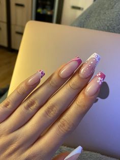 Nail Ideas Crazy, Nails French Color, Crazy Nails Ideas, Colorful French Nails, Crazy Acrylic Nails, Wow Nails, Vibrant Nails