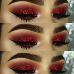 Make Up Yeux, Make Up Gold, Revolution Eyeshadow, Red Eye Makeup, Day Makeup Looks, Halloween Fest, Holiday Makeup Looks, Valentines Day Makeup