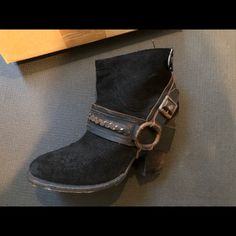 Incredible Freebird Booties, Black Suede With Leather And Chain Harness, Wood Heel. I’m Crazy For Them, But They’re Just Too Big For Me. Never Worn. Western Style Black Moto Boots With Leather Footbed, Black Suede Boots With Buckle Closure, Black Suede Boots With Leather Footbed, Black Western Moto Boots With Closed Toe, Western Style Black Moto Boots With Closed Toe, Black Western Boots With Buckle Closure, Black Suede Moto Boots With Reinforced Heel, Black Suede Moto Boots With Leather Sole, Black Moto Boots With Stacked Heel And Snip Toe