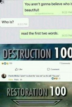 two texts that say destruction 1010 and the caption reads, you aren't gone