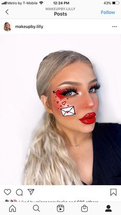 Creative Valentines Makeup Looks, Creative Valentines Makeup, Makeup Saint Valentin, Valentines Makeup Ideas Creative, Valentines Makeup Simple, Valentines Day Eyeshadow, Bubble Makeup, Valentine’s Day Make Up Looks Simple, Valentines Eye Makeup