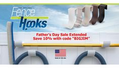 an advertisement for the national fence hooks day sale is shown in front of a white wall