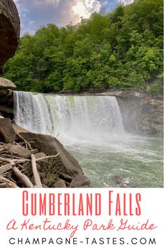 the columbia falls in kentucky with text overlay