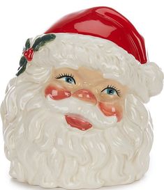 a close up of a santa clause head on a white background