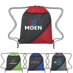 three drawsacks with the word moen on them and four different colors in each