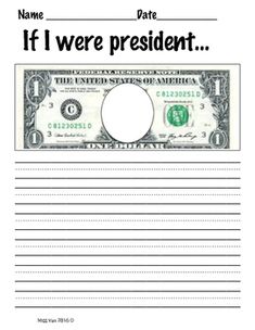 What would you do if you were president? Use with President's Day!Writing Lines… Ground Hog, Jim Dine, Co Teaching, Drama Teacher, Writing Lines, Ohio History, Teacher Material, Elementary School Counseling, Writing Templates