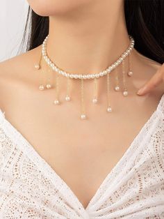 Bridal Pearl Choker Necklace, Luxury Pearl Choker, Pearl Choker for Wedding, Victorian choker, Torques African Necklace, Wedding Jewelry -------------------------------     Pearls ● Necklace   ------------------------------- Delicate accessories for women's jewelry, elegant bridal necklaces, a pretty necklace, beautiful photo shoot accessories, and cute costume jewelry, can also be used as princess queen necklaces and so on. Made with love: Fashion jewelry necklaces can make girls and women well Aesthetic Pearl Jewelry, Pearl Crafts Ideas, How To Make Pearl Necklace, Simple Jewellery Design Indian, Make Pearl Necklace, Handmade Jewelry Ideas Necklace, White Necklace Jewelry, Pearl Necklace Ideas, Handmade Necklace Ideas