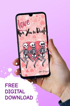 Unique Skeleton Love Pun Valentine's Day Card, "Love You to Death" Romantic Greeting, Whimsical Skulls for Partner Two Skeletons, Skeleton Love, Love Puns, Undying Love