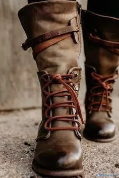 OrcaJump - Orcajump - Botines de tacón bajo con ajuste cómodo. Women's Lace Up Boots, Flat Heel Boots, Low Heel Boots, Faux Leather Boots, Ankle Heels, Zipper Boots, Vintage Boots, Motorcycle Boots, Look Vintage