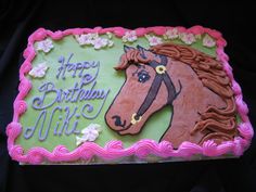 a birthday cake with a horse on it