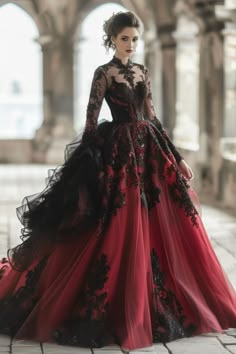 10 Gothic Wedding Dresses To Inspire Your Creativity! – fashionbylina.com Gothic Red Wedding, Wedding Dress Gothic, Black And Red Wedding Dresses The Bride, Gothic Style Wedding Dress, Wedding Dress Red, Red Dress Wedding, Black And Red Wedding Dress, Red And Black Wedding Dress, Gothic Wedding Dresses