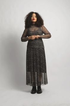 mesh leopard dress all-season Cynthia Vincent BAACAL – Baacal Layered Mesh Dress, Grey Leopard, Long Sleeves Dress, Cotton Shirt Dress, Leopard Dress, Sleeves Dress, Snow Leopard, Sustainable Fabrics, Animal Prints